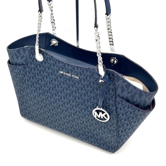 Michael Kors Large Jet Set Large Signature Logo Shoulder
Bag Admiral Navy Blue - Picture 8 of 13